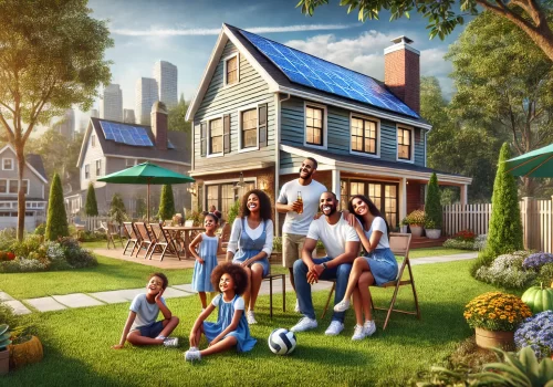 A happy family enjoying their energy-efficient home.