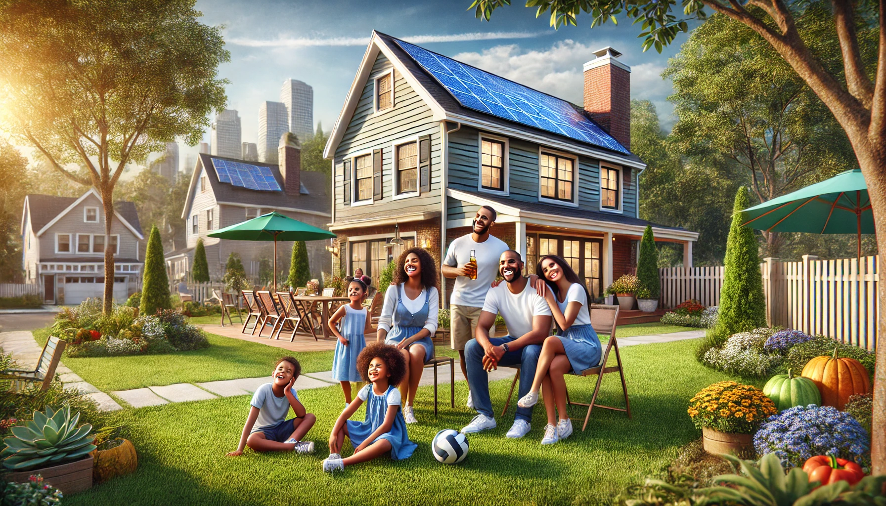 A happy family enjoying their energy-efficient home.